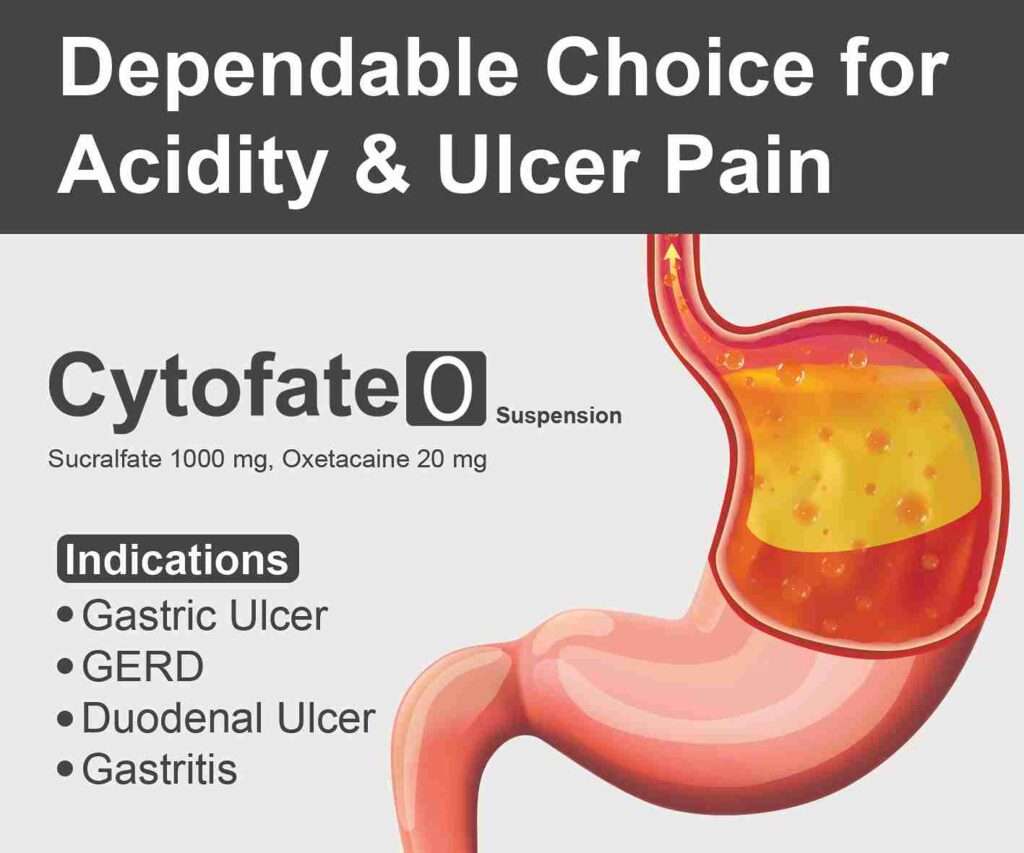 Sucralfate 1000mg and oxetacaine 10mg oral suspension